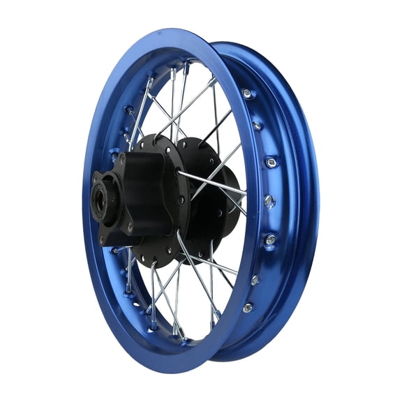 12" x 1.60 Front Wheel Rim Assembly with 32 Spokes ID Compatible with SSR SDG KC CRF 50cc - 125cc Pit Dirt Bikes Off-Road Motorcycles (12mm ID, Blue)