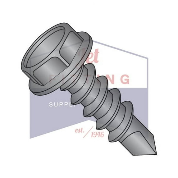 #12 x 1" Self-Drilling Screws | Unslotted | Hex Washers Head | Steel | Black Oxide (Quantity: 4000)