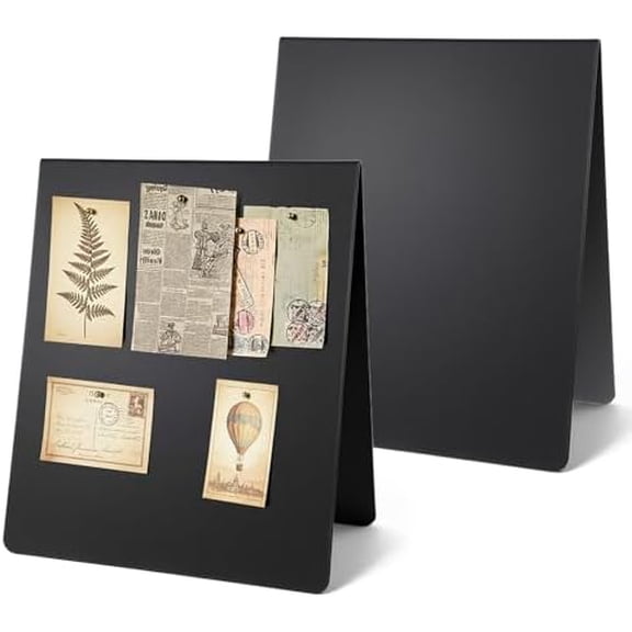 12 x 10 Inch Magnetic Bulletin Board, Metal Black Dry Erase Magnet Display Stand, Freestanding Metal Easel Magnet Display Stand for Tabletop Desktop Home Office Decors(2 Pack)$$Office