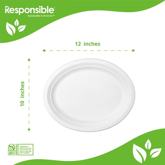 12 x 10 Inch Oval Platter | Tree-Less™ Compostable Molded Fiber
