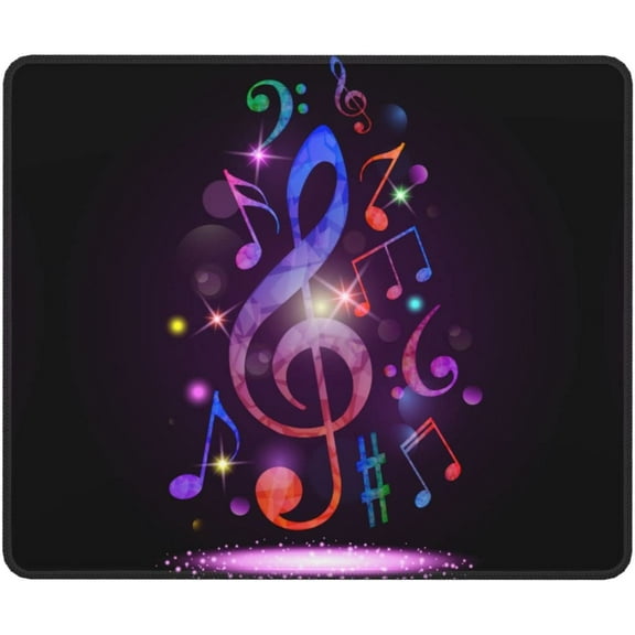12" x 10" Purple Mouse Pad Music Theme, Cool Gaming Mousepad with Music Note Pattern Printed, Decorative RectangleNon-Slip Rubber Smooth Mouse Mat for Boys Girls Women Men Computer Laptop Desk