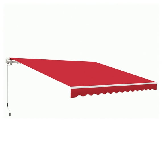 12' x 10' Retractable Awning Patio Awnings Sun Shade Shelter with Manual Crank Handle, 280g/m² UV & Water-Resistant Fabric and Aluminum Frame for Deck, Balcony, Yard, Wine Red WINE RED + Aluminum