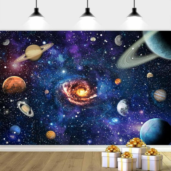 12 x 10 ft Starry Galaxy Photo Backdrop, Outer Space Backdrop Planet Theme Birthday Background for Kids Universe Galaxy Stars Photo Background Decor Birthday Party Banner Photo Studio Props