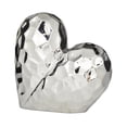 thumbnail image 1 of 12" x 11" Silver Porcelain Ceramic Dimensional Angled Origami Inspired Heart Sculpture with Faceted Exterior, by DecMode, 1 of 7