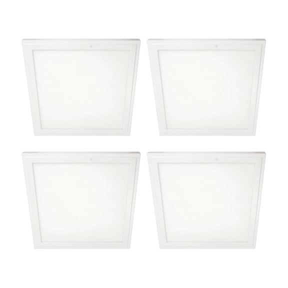 12" x 12" 1250 Lumen Integrated LED Flat Panel Light, White Trim Set, 4-Pack