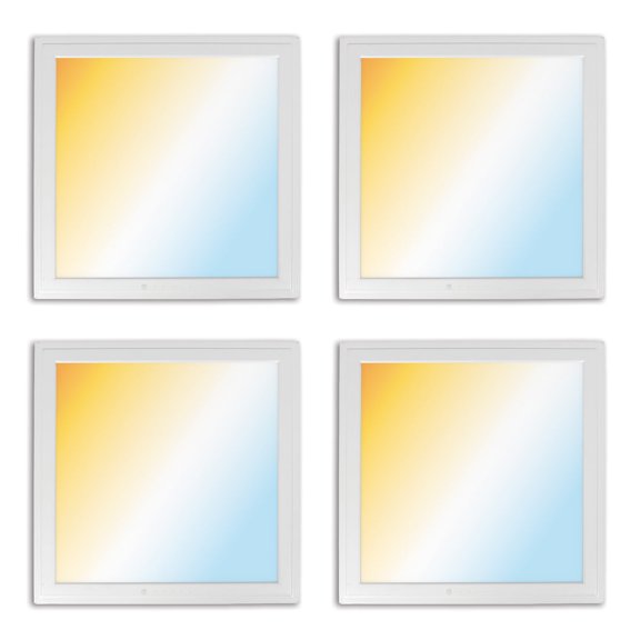 GT-Lite 12" x 12" 1320 Lumen Integrated LED Flat Panel Light, White Trim Set, 4-Pack