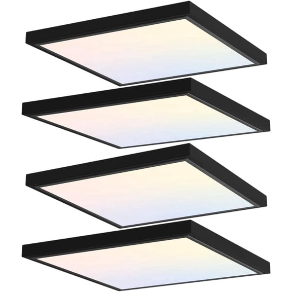 GT-Lite 12" x 12" 1300 Lumen Integrated LED Flat Panel Light, Black Trim, 4-Pack