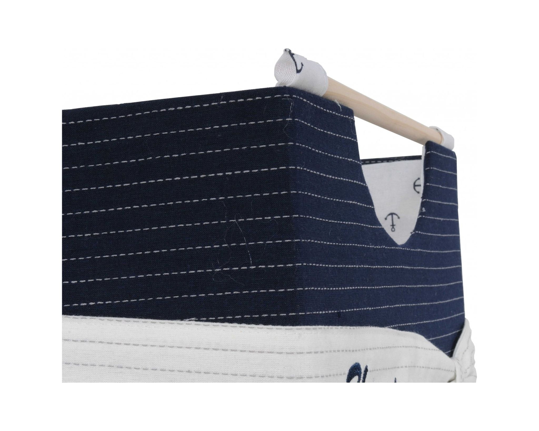 Elegant White & Blue Foldable Fabric Storage Basket Trio