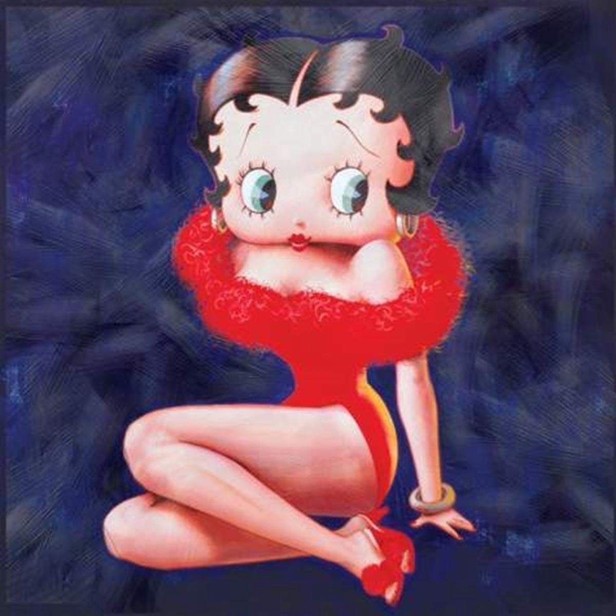 12 x 12" Blue Betty Boop Sitting Pretty in Red Dress Canvas Wall Art -  Walmart.com