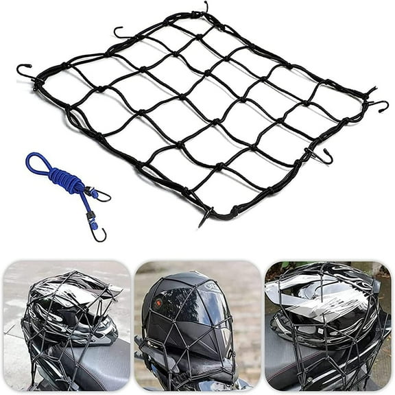12" x 12" Cargo Net 6 Hooks  for ATV, Motorcycle, Boat, Car,Bungee Net Strong Stretch Heavy-Duty Truck Bed Bungee Cord Net