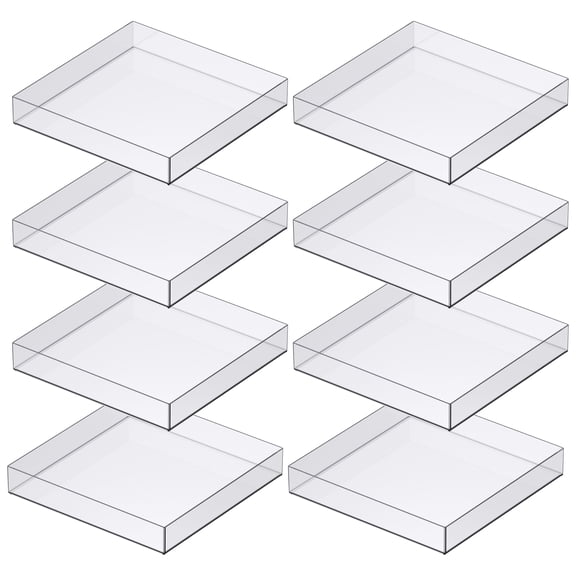 Simply Tidy 12" x 12" Clear Stackable Storage Tray - Plastic Organizer for Scrapbook Pages, Stationery, Paintbrushes & Craft Supplies, Slim & Stackable Design, 8 Pack