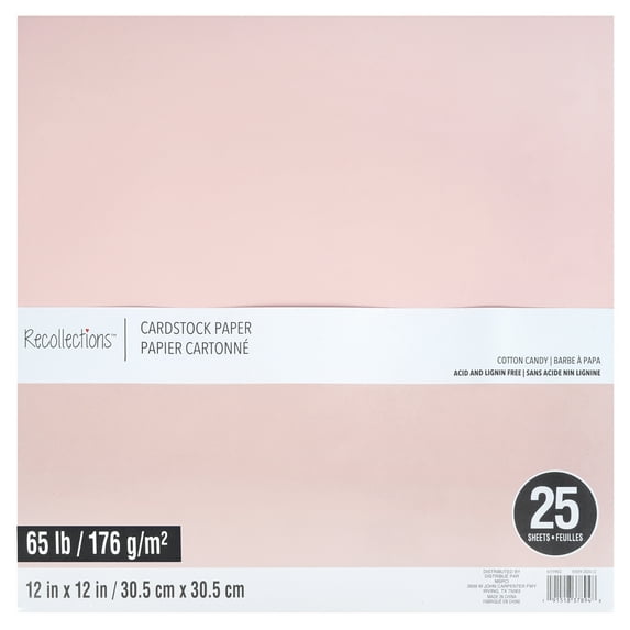 12" x 12" Cotton Candy Cardstock Paper by Recollections - Acid and Lignin Free Paper for Scrapbooks - Arts & Crafts - 25 Sheets