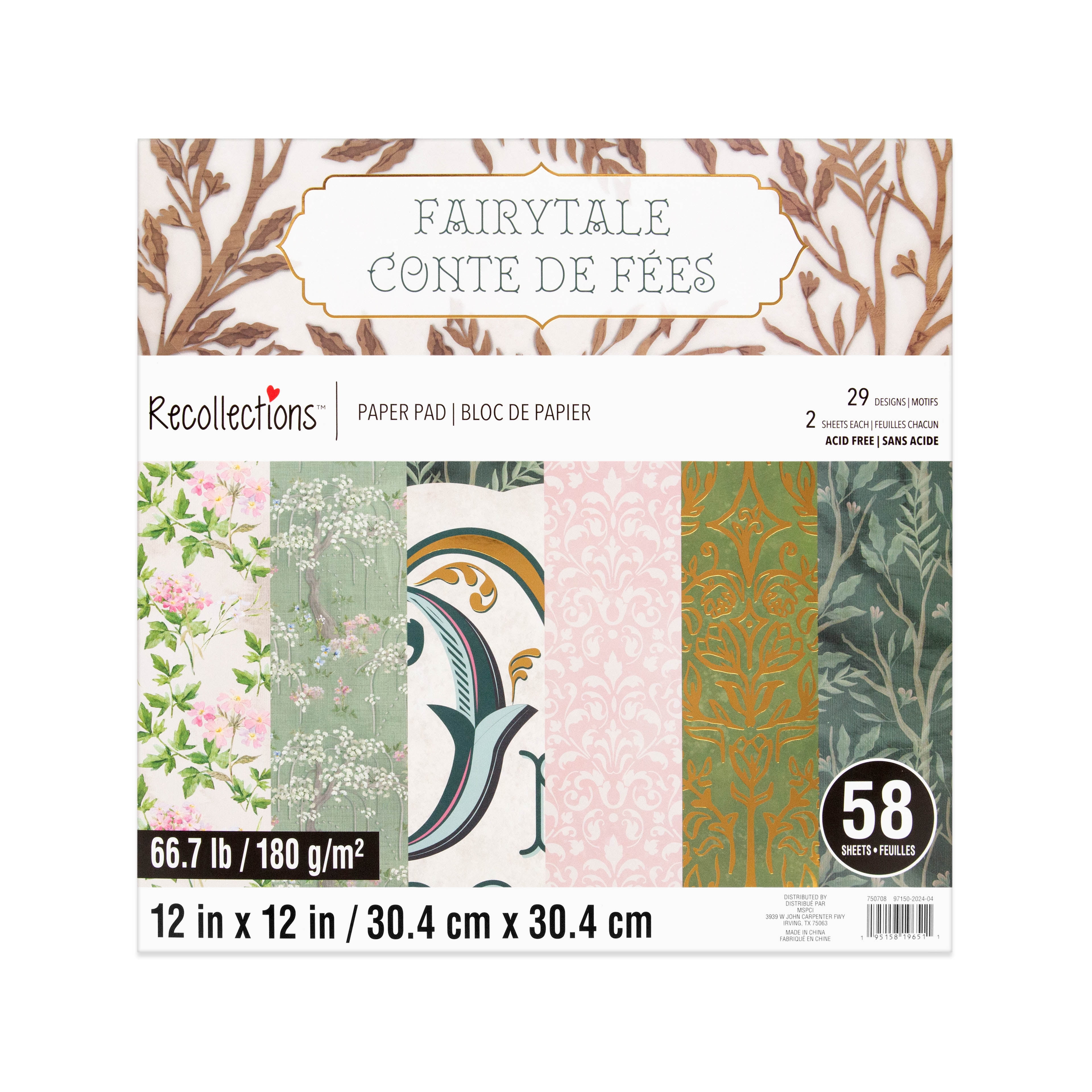 12" x 12" Fairytale Paper Pad by Recollections - Acid and Lignin Free Paper for Scrapbooks - Arts & Crafts - 6 Pack - 58 Sheets