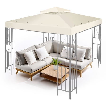 Gazebo Cover Replacement Canopy Top 12x12 Ft (3.6m x 3.6m) - Double Tier Top Canopy Cover Replacement with UV30+, Dirt, Water Resistant for Outdoor, Sunshade, Garden, Patio, Pavilion (Ivory)