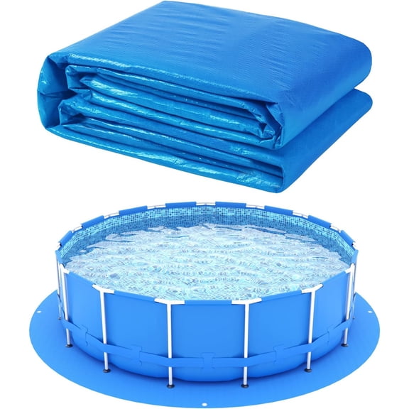 12 x 12 Ft Swimming Pool Ground Cloth Round Swimming Pool Tarpaulin Tarp for Above Ground Swimming Pools Heavy Duty Pool Ground Mat Protector Pad Prevents Punctures