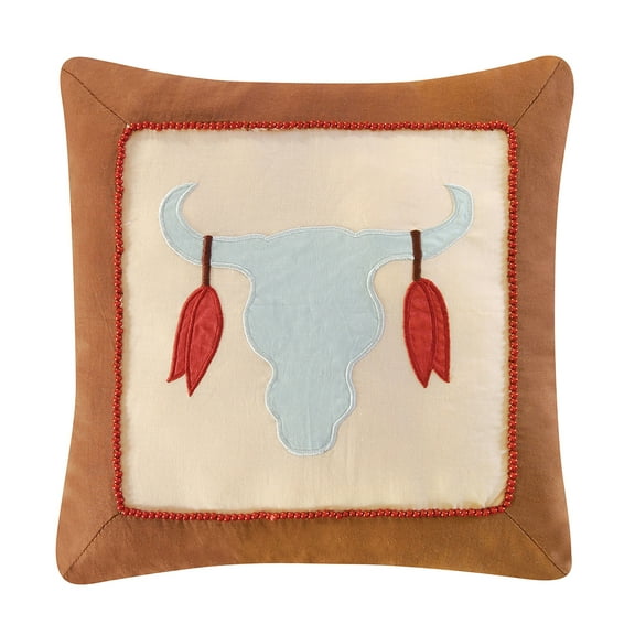 Hudson Bull Applique Pillow, 12" x 12"