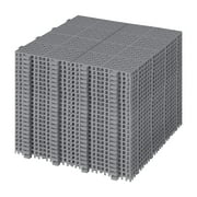 12 x 12 Inch Gray Interlocking Deck Tiles Plastic Waterproof Outdoor All Weather Anti-slip Bathroom Shower Balcony Porch Strong Weight Capacity Upto 6613 LBS, Rosette Pattern Pack of 24