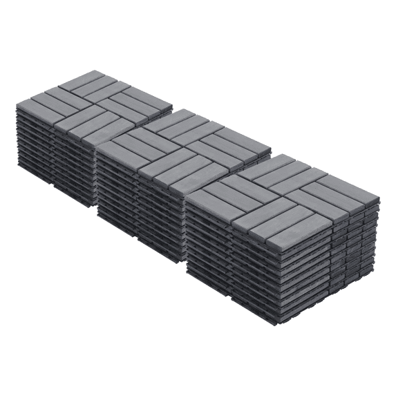 12" x 12" Interlocking Deck Tiles 30-Piece Set - Waterproof Checker Pattern Light Gray Flooring for Patio, Balcony & Pool Decks - Durable Outdoor Surface
