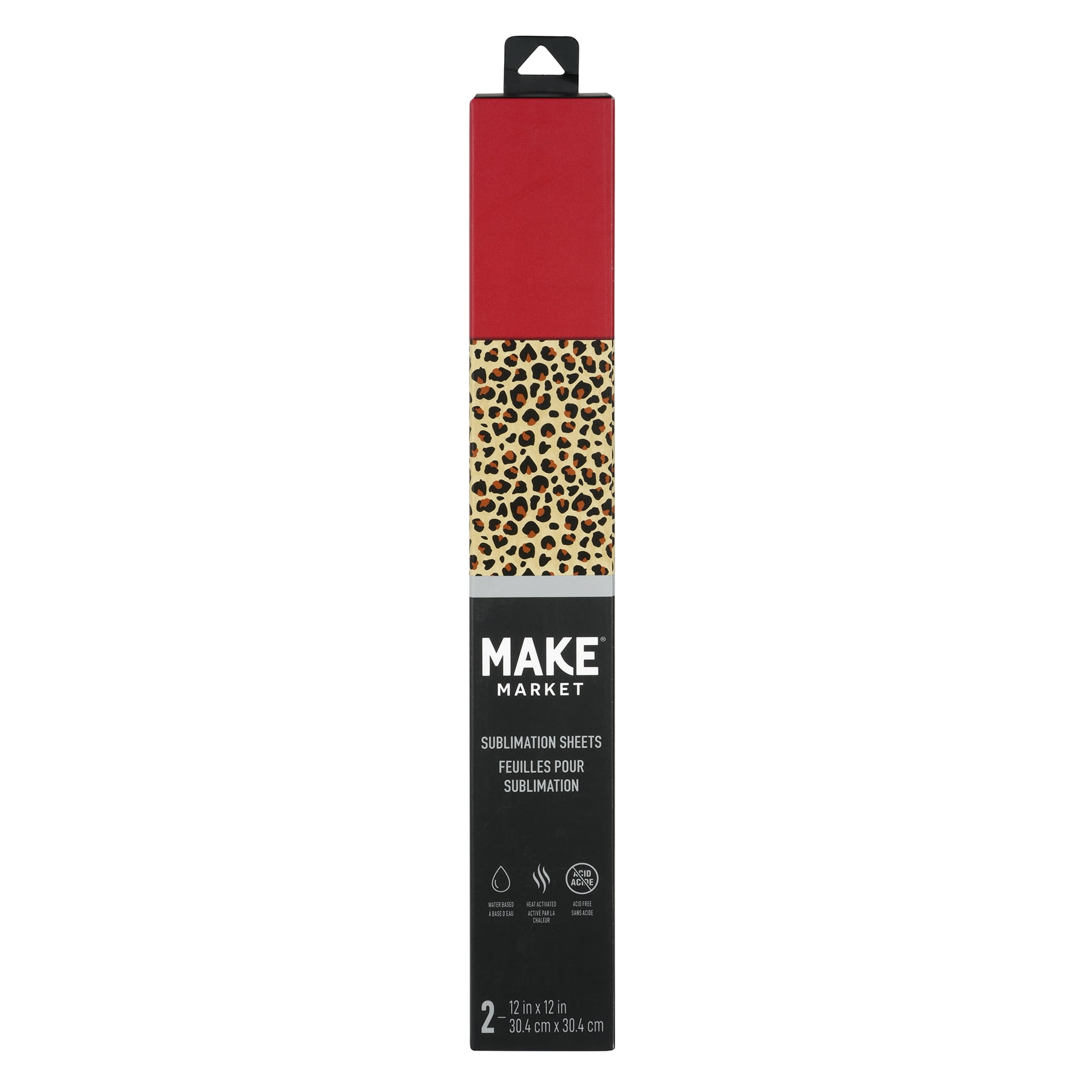 12" x 12" Leopard & Red Sublimation Sheets by Make Market – Printed Heat Transfer Sheets for Mugs - Shirts - Plaques & DIY Crafts - No Printer Needed - 6 Pack