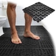 thumbnail image 1 of 12" x 12"Modular Shower Floor Mat - Anti- Bath Mat with Suction Cups, Quick-Dry Open Grid Design, Waterproof Bathroom Carpet for Shower & Wet Areas, Black, 1 of 7