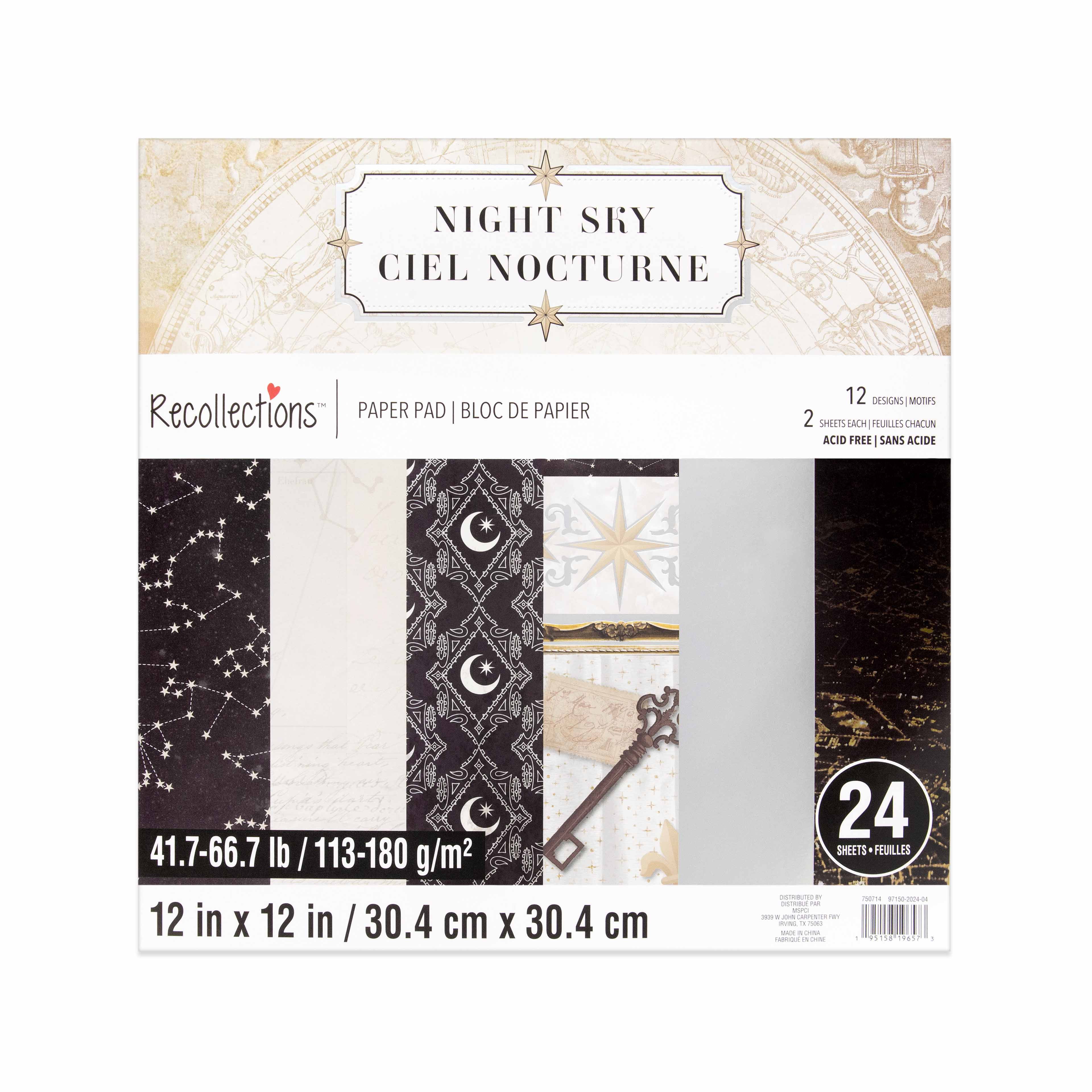 12" x 12" Night Sky Paper Pad by Recollections - Premium Scrapbook & Crafting Paper for DIY Projects - Card Making - & Decorative Arts - 24 Sheets
