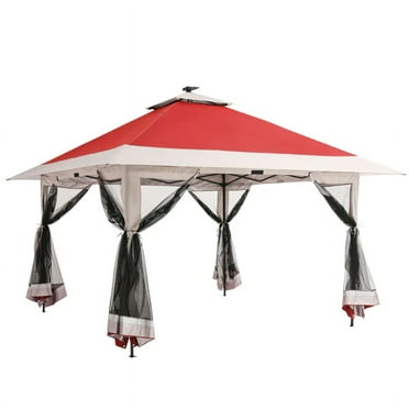 12' x 12' Outdoor Gazebo, Double Roof Patio Gazebo with Netting and Curtains, Outdoor Patio Canopy for Deck Backyard Garden Lawns