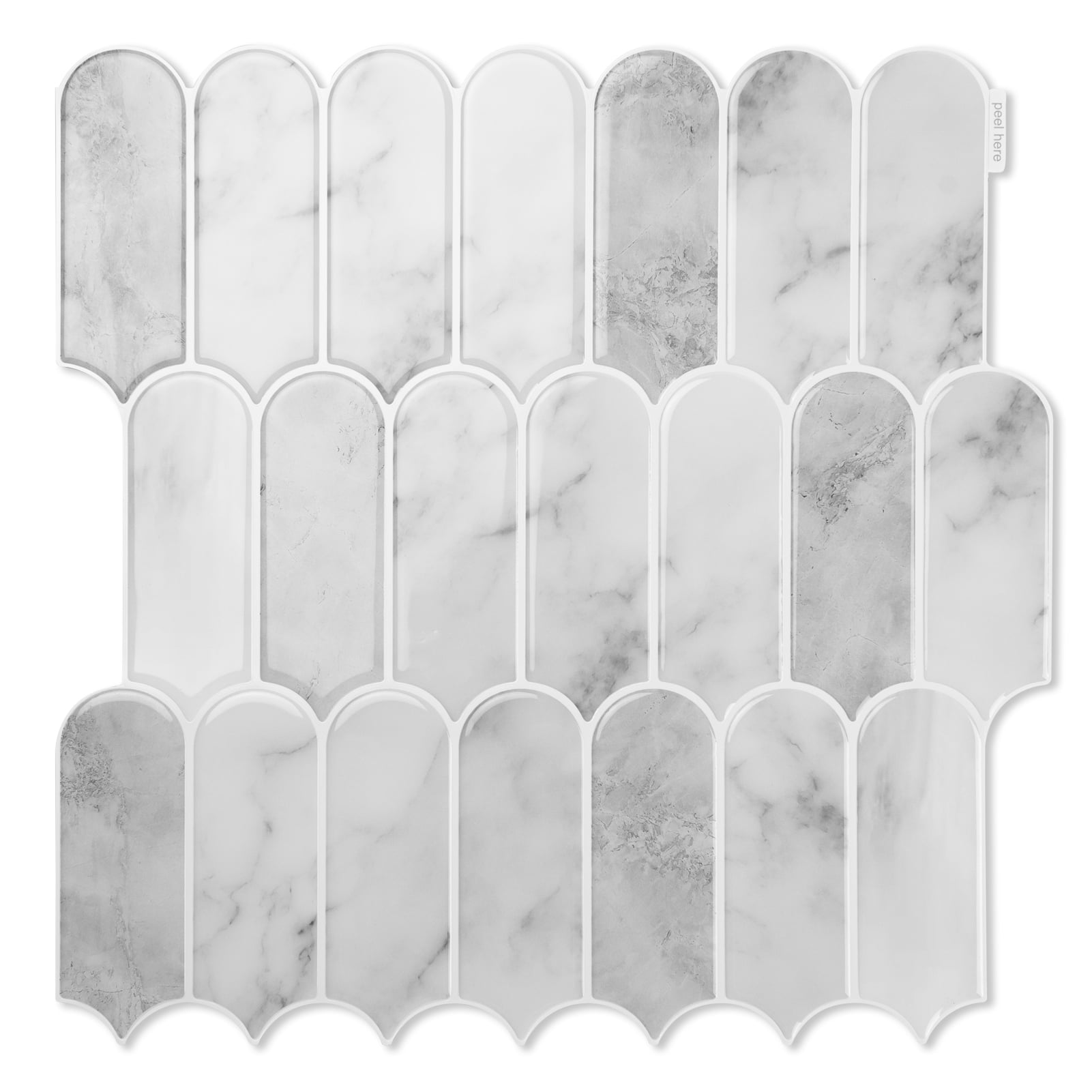 12'' x 12'' Peel and Stick Backsplash,10-Sheet Self-Adhesive Wall Tiles for Kitchen Bathroom,Thicker Design in Gray