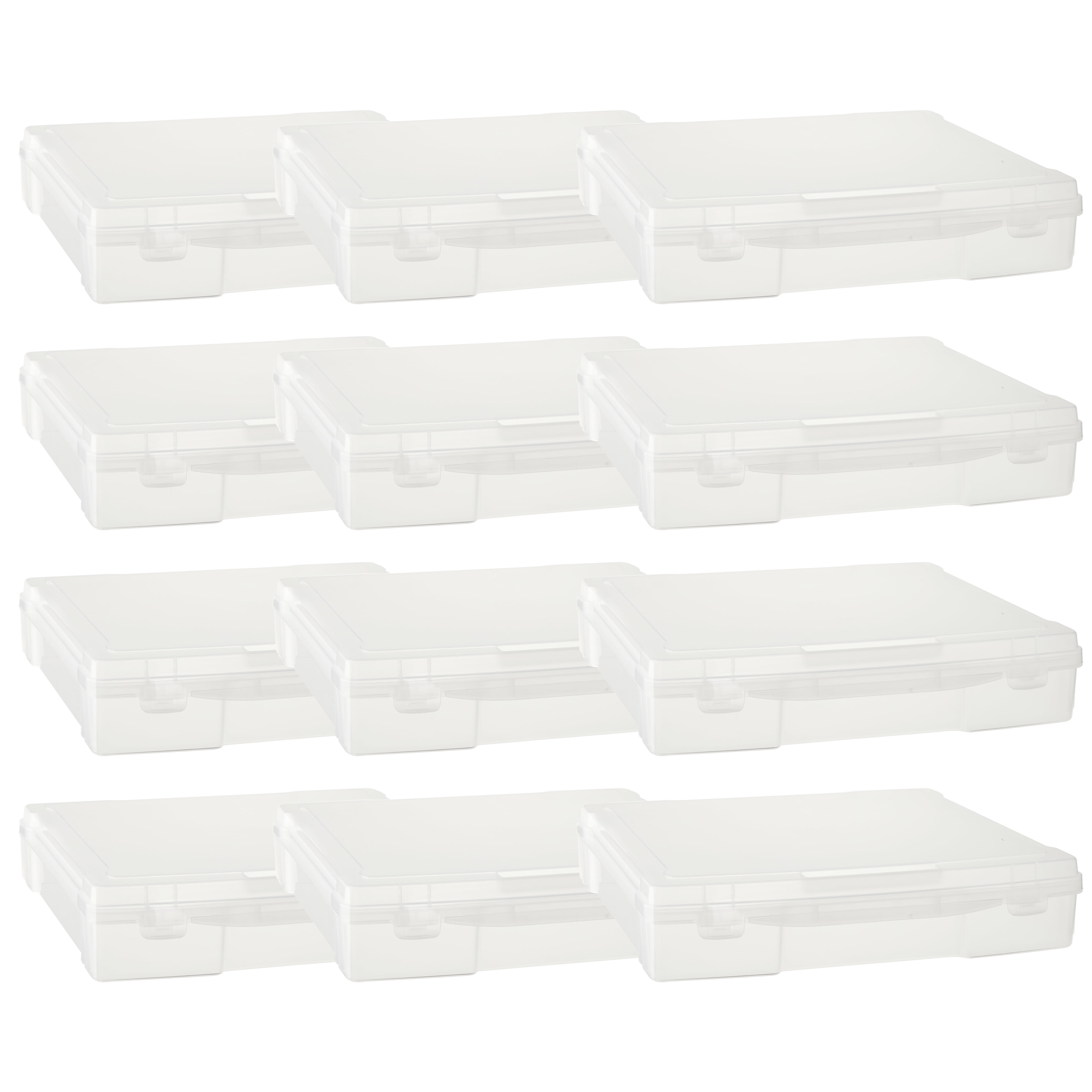 Clear 12" x 12" Plastic Scrapbook Storage Case with Snap Closure, 12 Pack