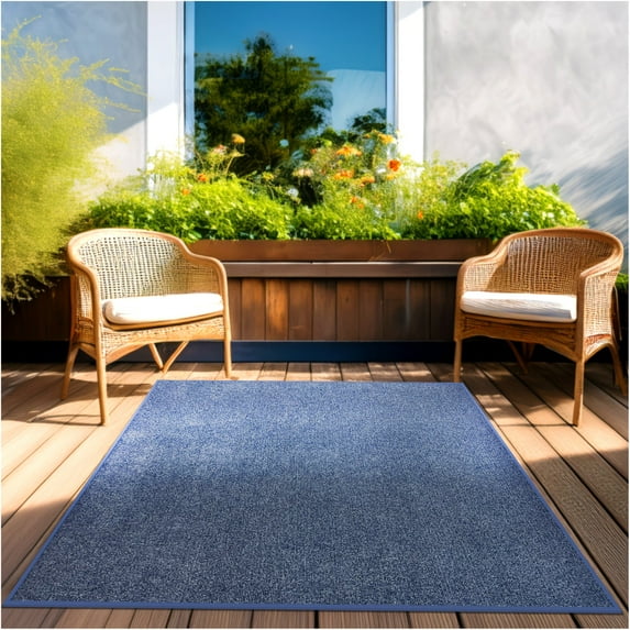 Koeckritz Rugs 12' x 12' Premium Ribbed Indoor/Outdoor Area Rug Quick Dry, Lightweight, Ocean Blue