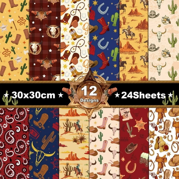 12'' x 12'' Scrapbook Paper, 24 Sheets Double Sided Printing Decorative Craft Paper Decoupage For DIY Background Card Making Photo Album Junk Journal Scrapbooking Supplies