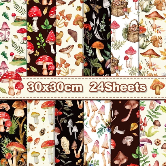 12'' x 12'' Scrapbook Paper, 24 Sheets Double Sided Printing Decorative Craft Paper Decoupage For DIY Background Card Making Photo Album Junk Journal Scrapbooking Supplies