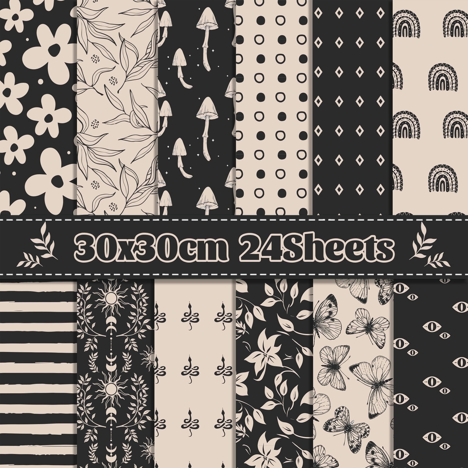 12'' x 12'' Scrapbook Paper, 24 Sheets Double Sided Printing Decorative ...