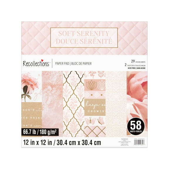 12" x 12" Soft Serenity Paper Pad by Recollections - Premium Scrapbook & Crafting Paper for DIY Projects - Card Making - & Decorative Arts - 58 Sheets