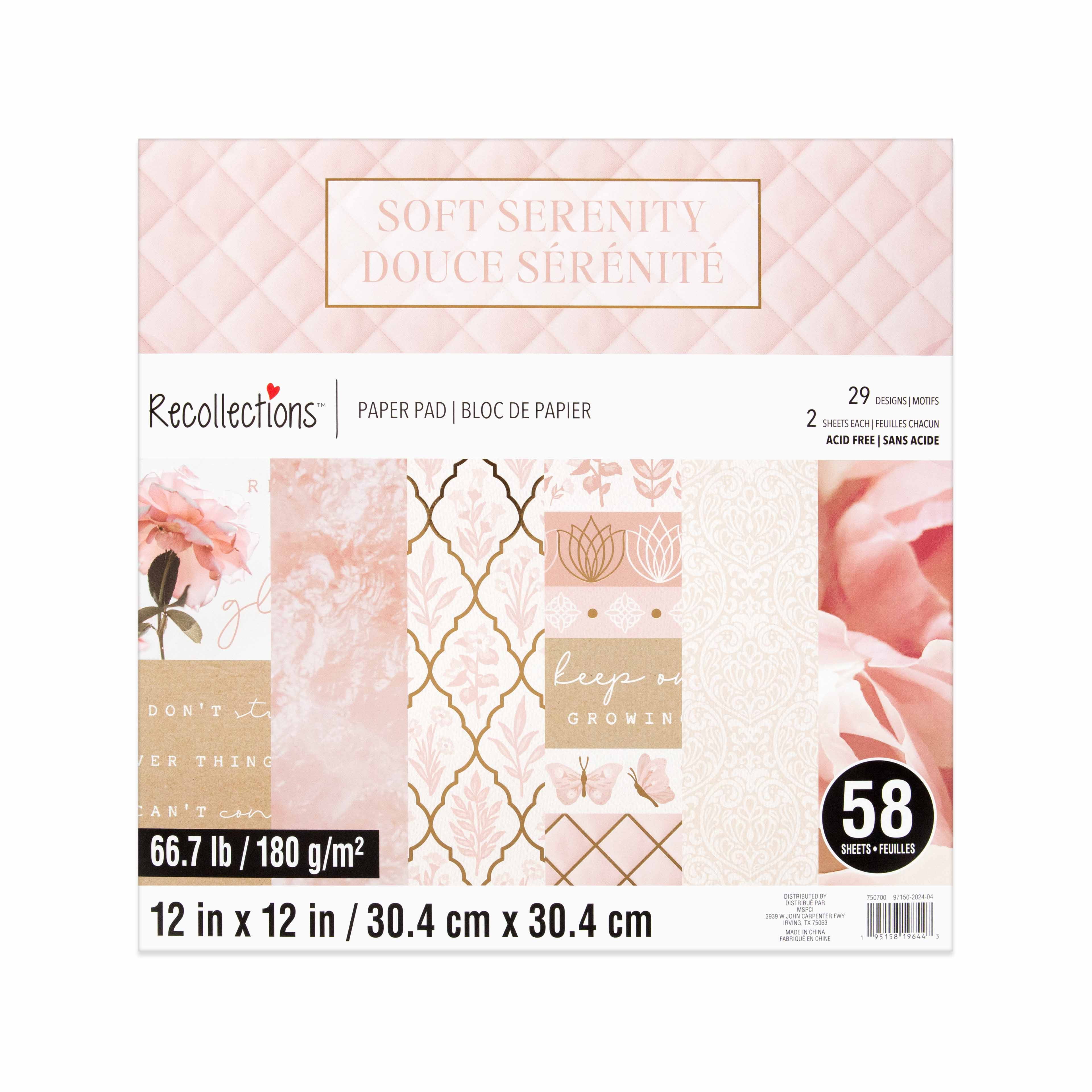 12" x 12" Soft Serenity Paper Pad by Recollections - Acid and Lignin Free Paper for Scrapbooks - Arts & Crafts - 6 Pack