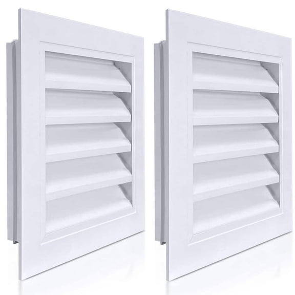12 x 12 Square Aluminum Gable Vent with Screen for Exterior Door Ventilation, Rust Proof, Easy Install, 2 Pack White