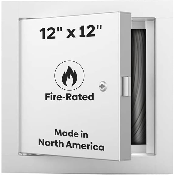 12 x 12 Un-Insulated Fire Rated Metal Access Panel with 1 Flange, 16 Gauge Steel Access Door with Reinforced Edges & Hidden Hinge, Self-Closing/Latching, Inside Latch Release, BA-FB-5060
