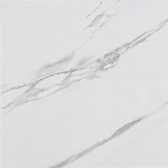 12'' x 12'' Vinyl Floor Tiles - Peel and Stick White Marble Flooring - Self Adhesive, Waterproof Sticker Tiles - Decorative for Bathroom, Bedroom, Kitchen, Walls, Basement - 24 Pack