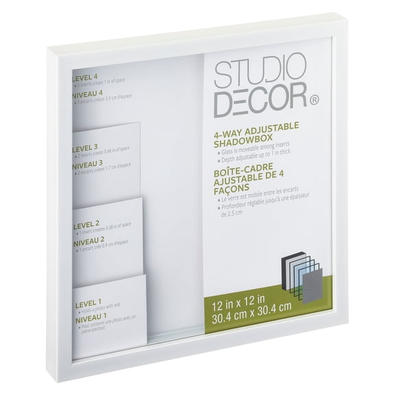 Studio Decor 12" x 12" White Adjustable-Depth Shadow Box