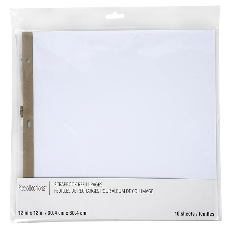 12 x 12 White Scrapbook Refill Pages by Recollections™, 10 Sheets 