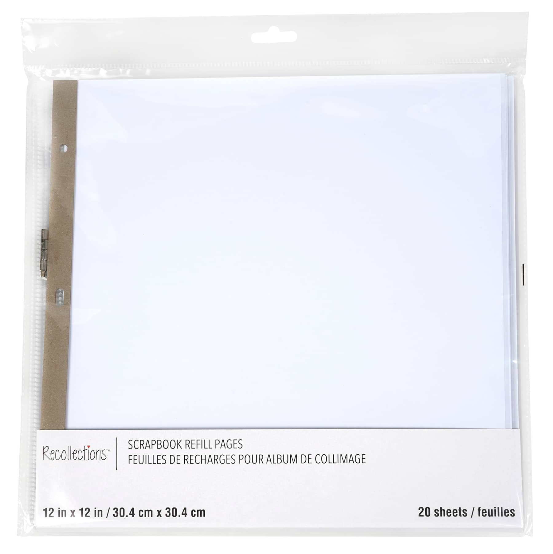 20 Sheets 12" x 12" White Scrapbook Refill Pages by Recollections