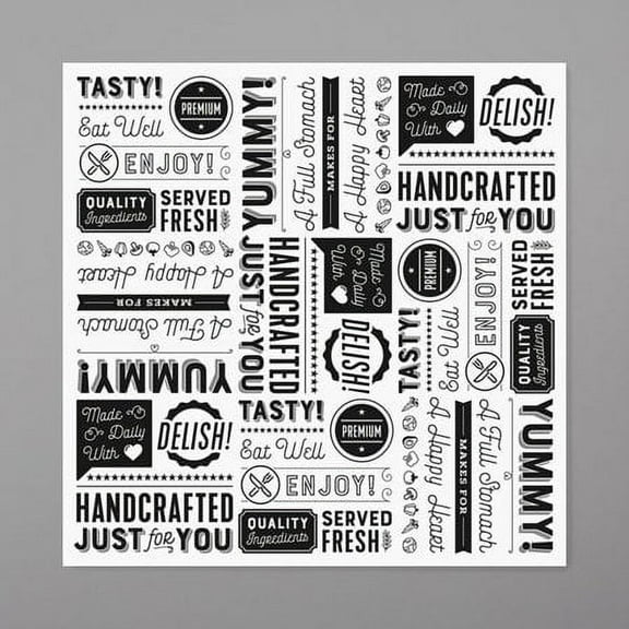 G.E.T. P-GT-1212-W 12" x 12" White Food Word Text Grease-Resistant Food-Safe Wrap Paper, Deli Wrap, Clipper Mill 1000 Pieces
