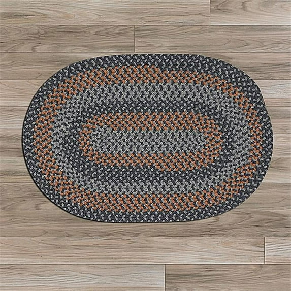 12 x 12 ft. Walden Round Braided Rug, Charcoal & Orange