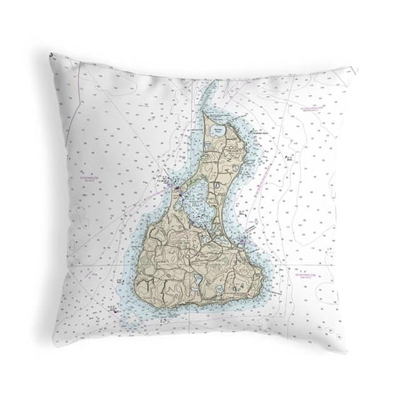 12 x 12 in. Block Island, RI Nautical Map Non-Corded Indoor & Outdoor Pillow