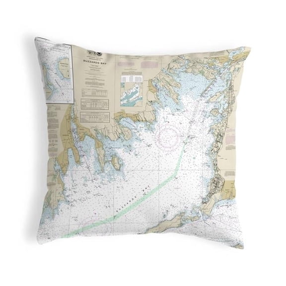 12 x 12 in. Buzzards Bay, MA Nautical Map Non-Corded Indoor & Outdoor Pillow