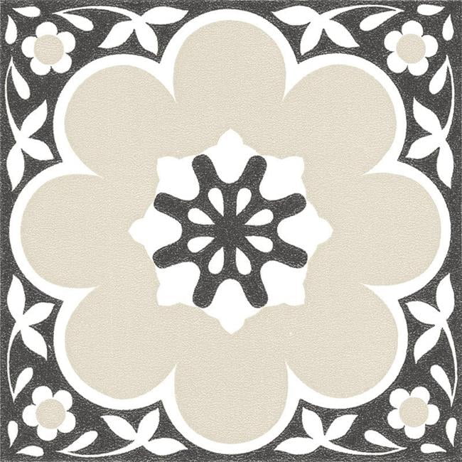 Black and Tan Floral Vinyl Peel and Stick Floor Tiles