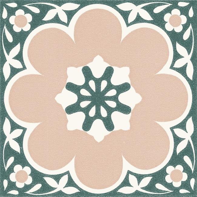 Pink and Green Vintage Floral Peel and Stick Mosaic Tiles