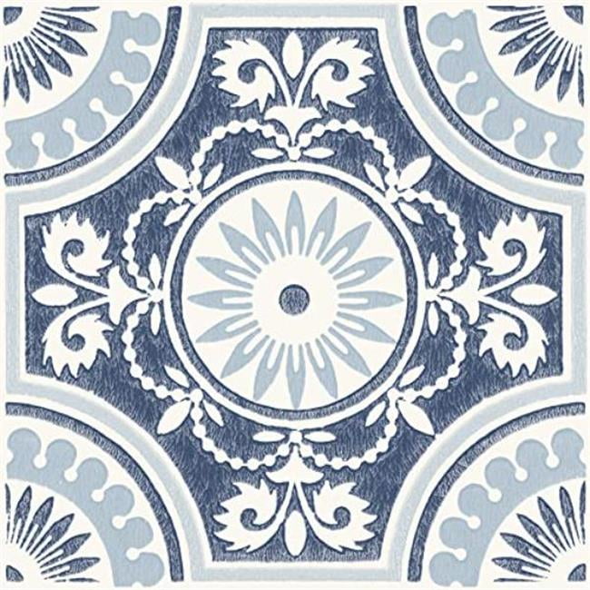 Blue and White Vinyl Peel and Stick Floor Tiles, 12" x 12"