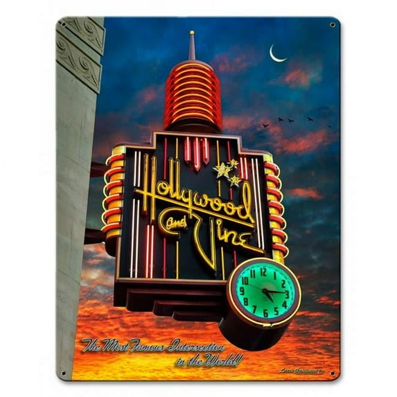 12 x 12 in. Hollywood & Vine Satin Metal Sign