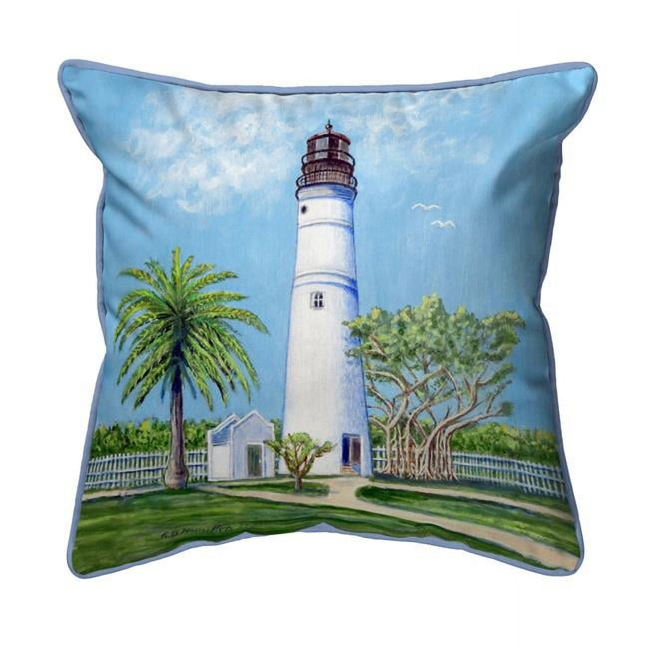Blue and White Key West Lighthouse Outdoor Pillow