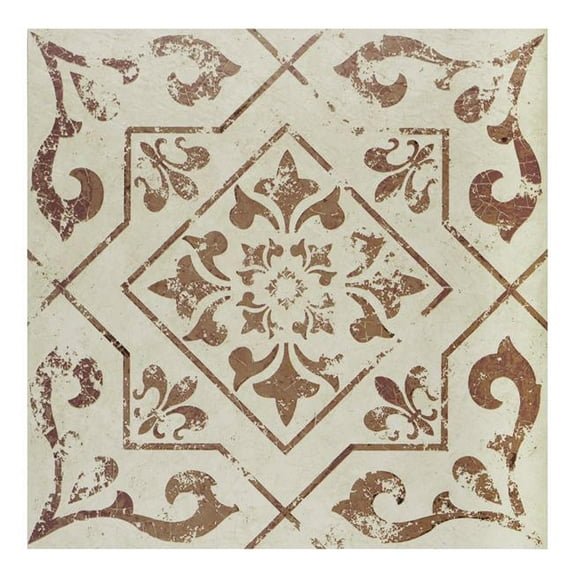 12 x 12 in. Luxury Flooring Retro Self Adhesive Peel & Stick Vinyl Floor Tiles, Villa Toffee
